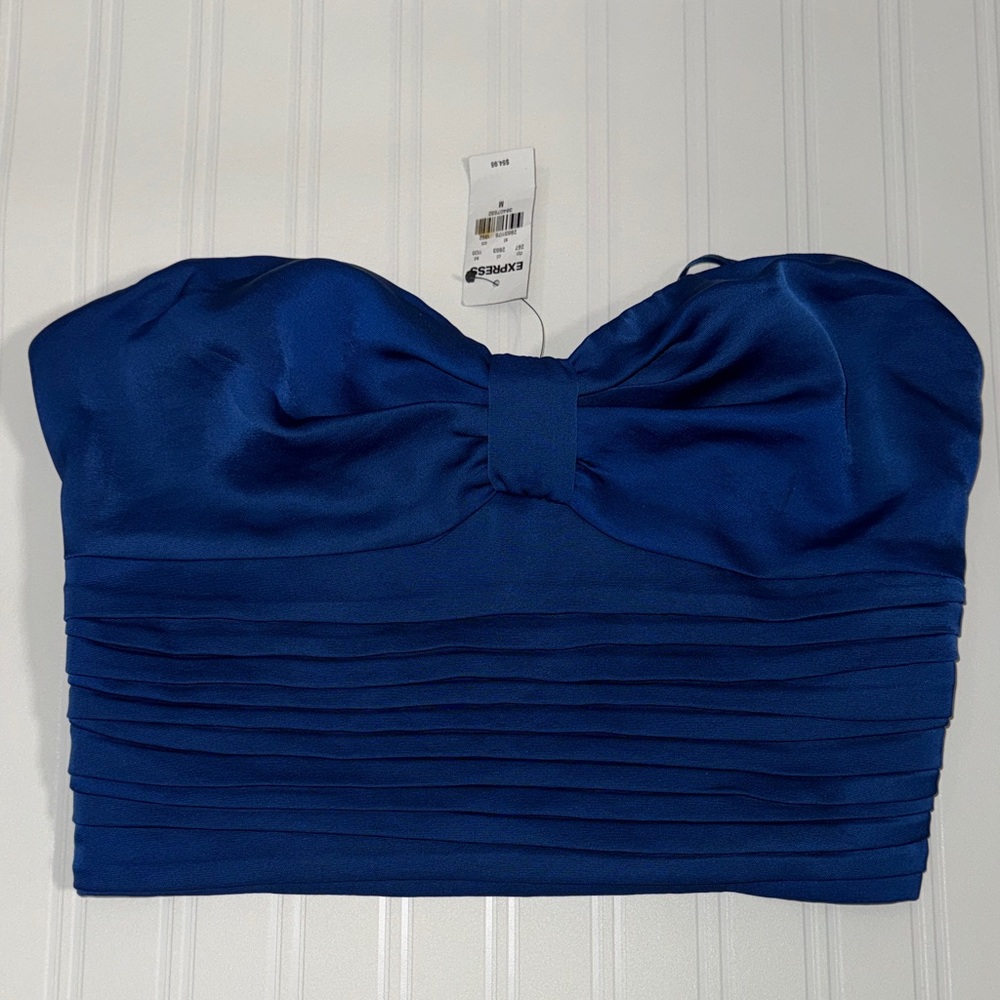 Express Royal Blue Strapless Crop Top